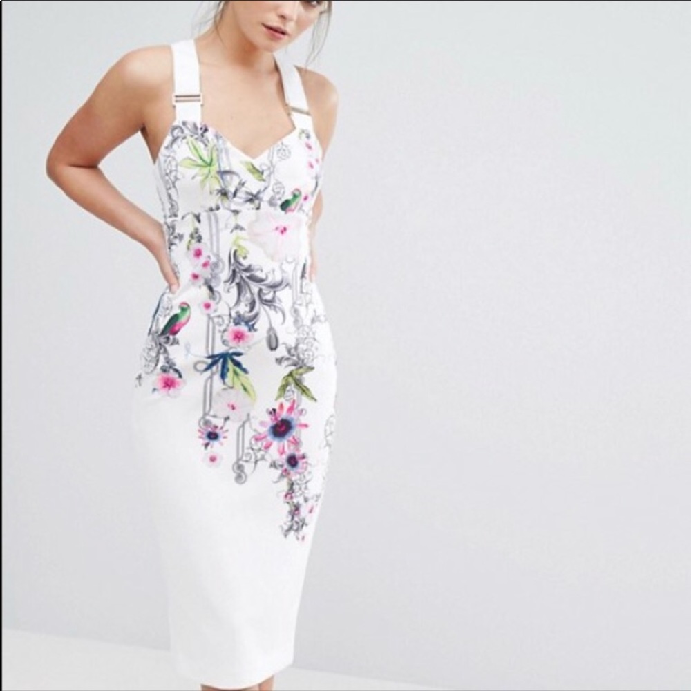 Ted Baker floral flowery white dress